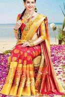 Stylish Look Red and Mustard Yellow Colour Jacquard Design Jacquard Saree SY 5536