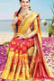 Stylish Look Red and Mustard Yellow Colour Jacquard Design Jacquard Saree SY 6159