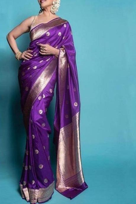 Modish  Purple Colored Soft Silk Jacquard Saree SY 5549