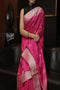 Classy Pink Colored Soft Silk Jacquard Saree party wear