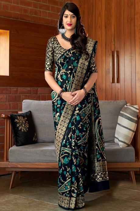 heavy Silk Designer Machine Printed Saree with Thread zari for woven