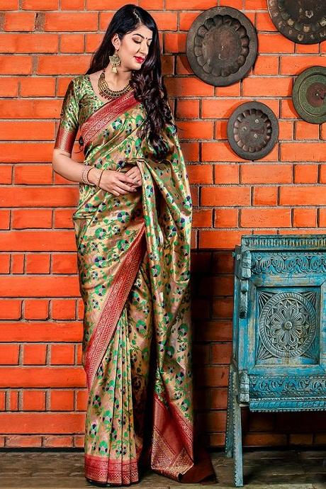 Blissful C Green Color Soft Silk printed Designer Sarees,Saree