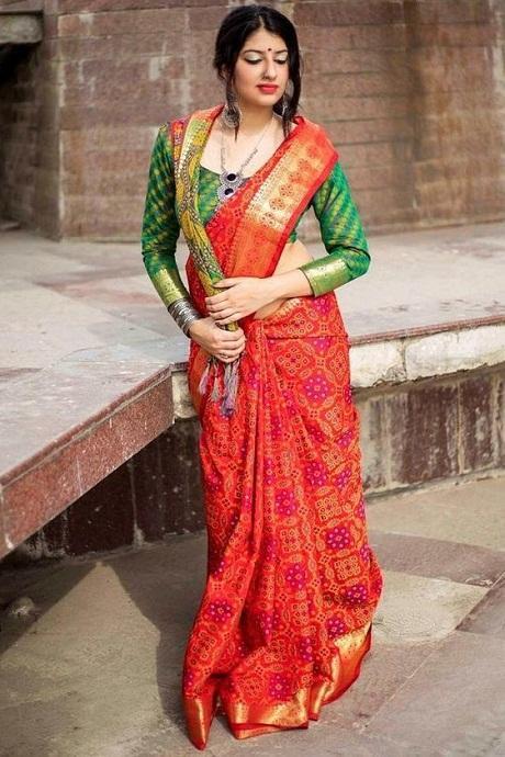 Delicate Red Color Soft Silk Designer Bandhej Sarees for festival wear