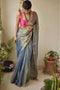 Beauteous Brown Silver Color Designer Soft Silk Saree