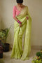 Lemon Yellow Color Designer Hand Weaving Occasional Wear Soft Cotton Silk Sarees,Sari