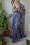 Contemporary Khadi Grey Color Hand Loom Designer Cotton Silk Saree