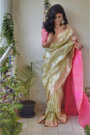 Beauteous Light Green Color Designer Soft Silk Saree