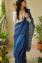 Violant Blue Color Hand Loom Party Wear Linen Designer Digital Print Saree