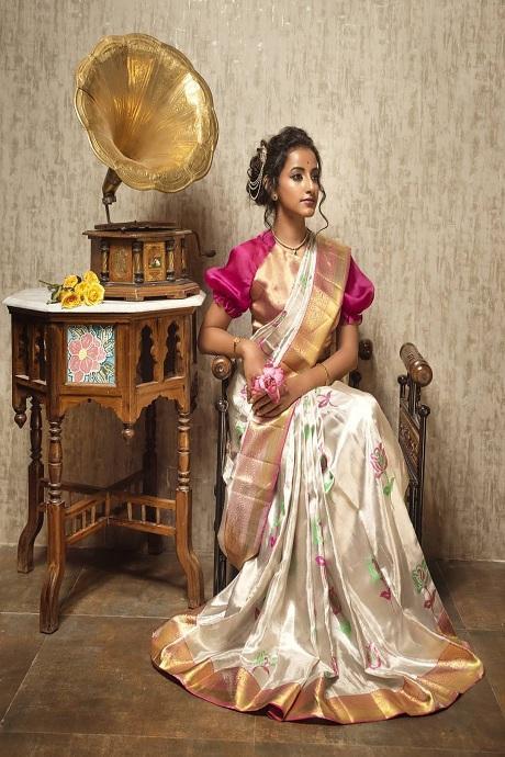 Audacious White Color Designer Soft Shining Paithani Silk Saree With heavy border