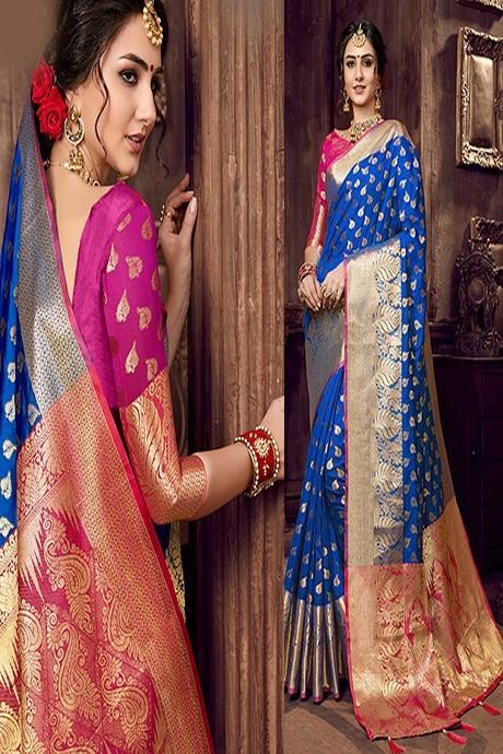 Phenominal Royal Blue Color Saree