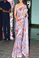 Shilpa Shetty Wear Purle Flower Design Saree