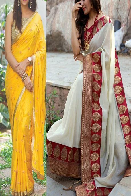 Yellow Color N White Color Two Saree Combo SY 1773