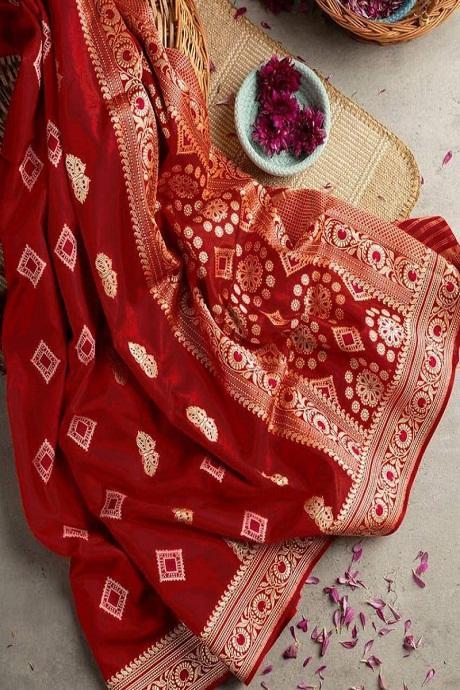 Red Partywear Kanjivaram Silk Saree