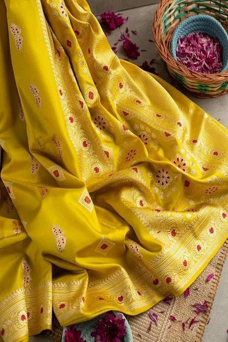 Yellow Partywear Kanjivaram Silk Saree