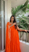 Attractive Orange Color Designer Gown For Festival