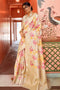 New Arrival Off-white & peach woven Banarasi Brocade Saree With Blouse