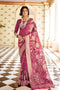 Mauve purple woven chanderi - banarasi fusion saree With Blouse