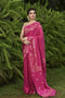 Intricate Pink Shade Handwoven Linen Saree With Blouse Piece SY 2060