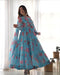 Sky Blue Printed Designer Gown For Women