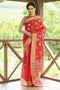 Intricately Red Shade Banarasi Chanderi Silk Handwoven Saree