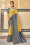 Lemon yellow khaddi Banarasi georgette saree With Blouse