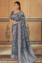 Charming Ash grey Banarasi saree With Blouse