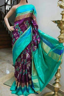 Purple N Ferozi Colored Designer Cotton Silk Sari SY 1010