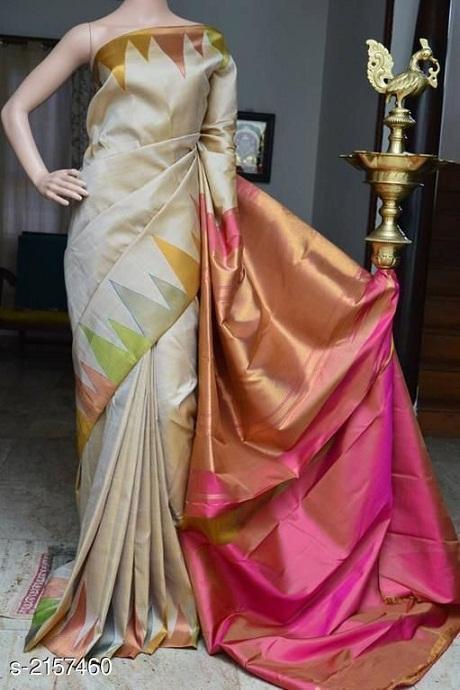 Charming Off White Color Golden Pallu Cotton Silk Heavy Saree