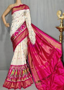 White N Rani Colored Designer Cotton Soft Silk Jacquard Sarees SY 1020