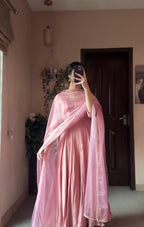 Amazing Pink Color Round Anarkali Flair Gown