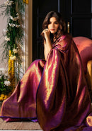 Designer Party Wear Kanjivaram Saree with Ethnic Motifs Zari for girl