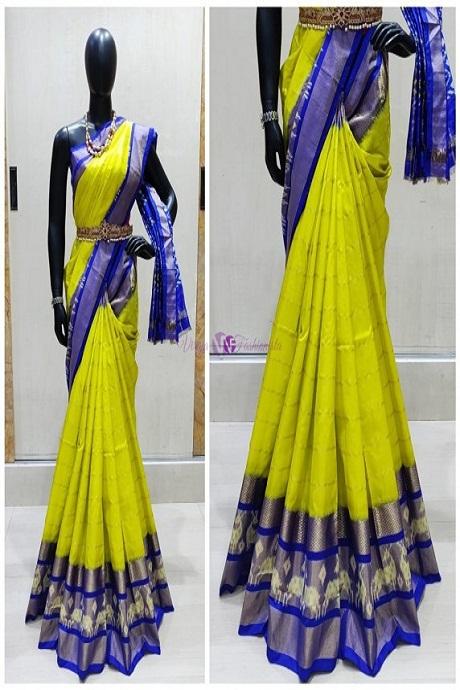 Stylish Parrot And Blue Color Soft Silk Designer Sarees,Sari