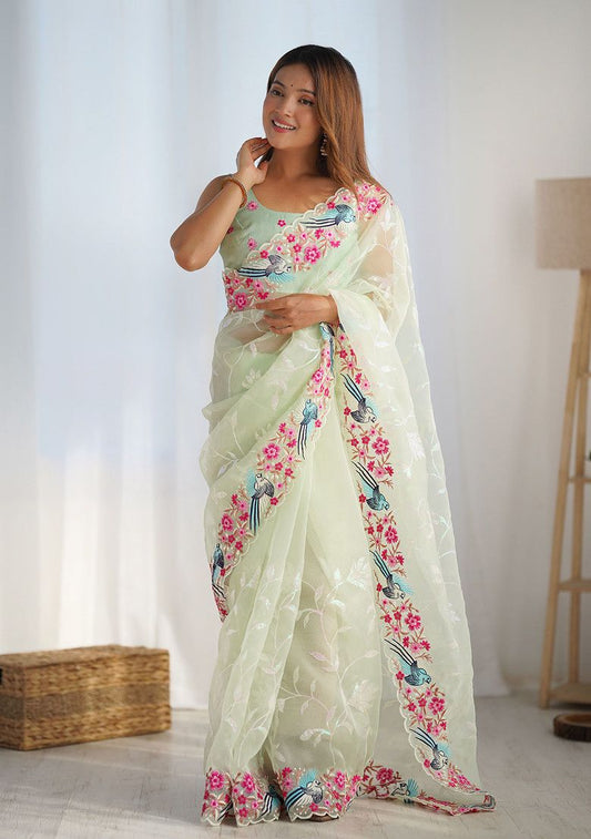 designer saree with Embroidered Art Silk Saree for girls