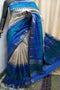 Superior Off White And Blue Colored Hand Weaving Soft Silk Sarees,Sari