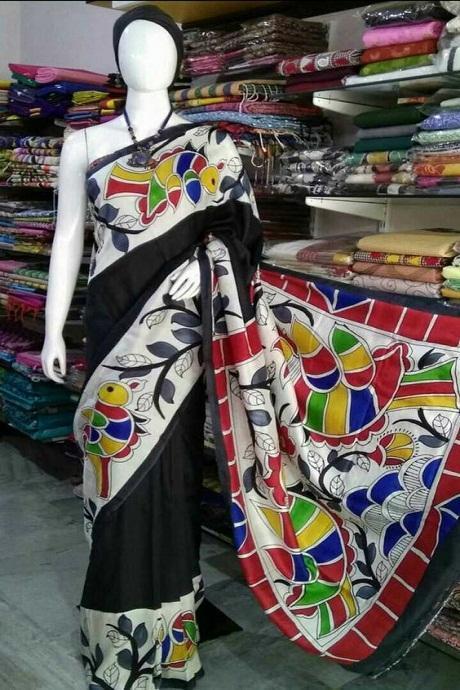 Traditional Black Color Cotton Soft Silk Printed Sarees SY 971