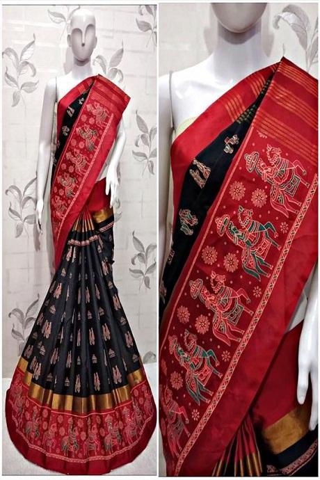 Traditional Black And Red Color Soft Silk Bandhani Sarees SY 974