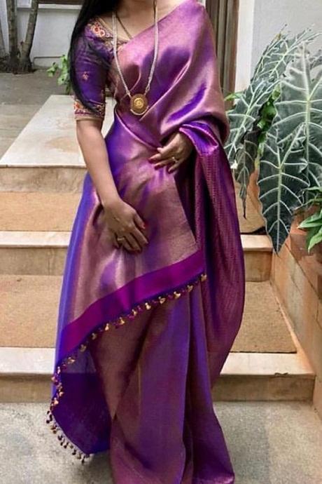 Trendy Purple Color Soft Silk Designer Shining Sarees SY 964