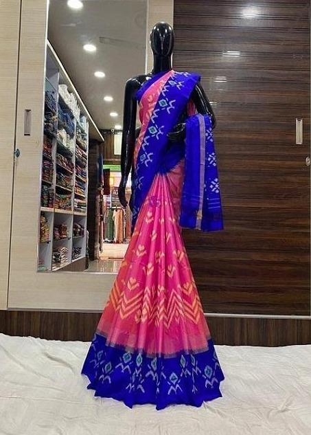 Imposing Blue and Pink  Kanchipuram Color Soft Silk Designer Sari SY 1005