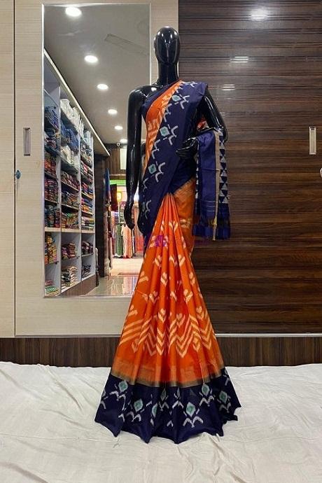 Imposing Navy Blue and Black Color Soft Silk Designer Sarees,Sari