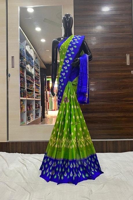 Imposing Blue and Green Color Soft Silk Designer Sarees