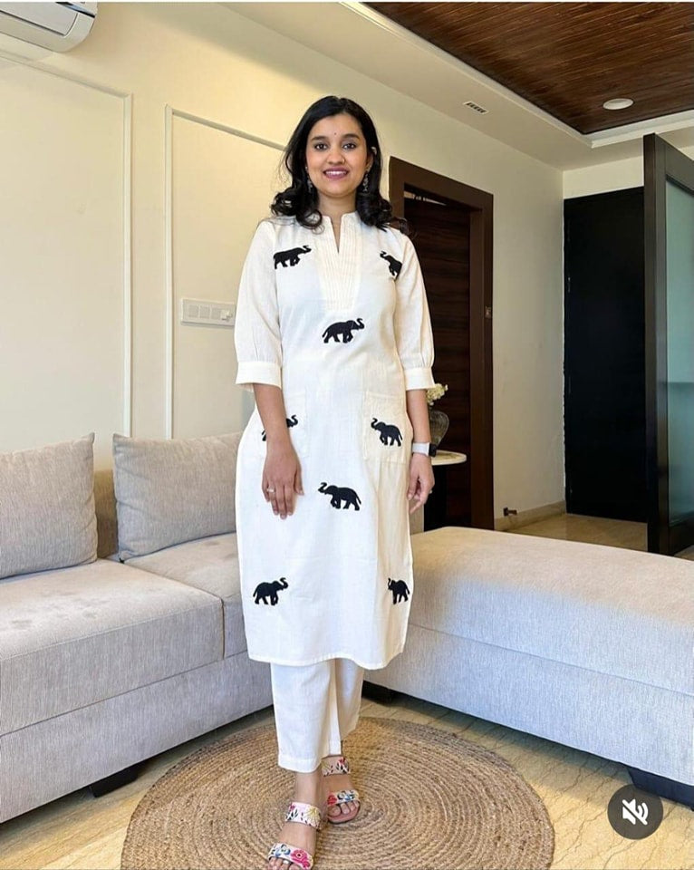 White Color Embrodiery Work Anarkali Cord Set Designs