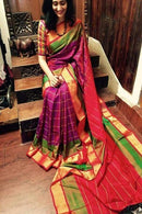 Rani and Red Color Party Wear Hand Weaving Soft DORA VASTRAs SY 941