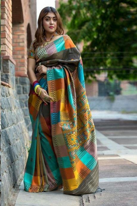 Multi Color Party Wear Hand Weaving Soft Silk Jacquard Sari SY 943