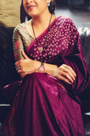 Dashing Wine Color Designer zarna silk plain saree