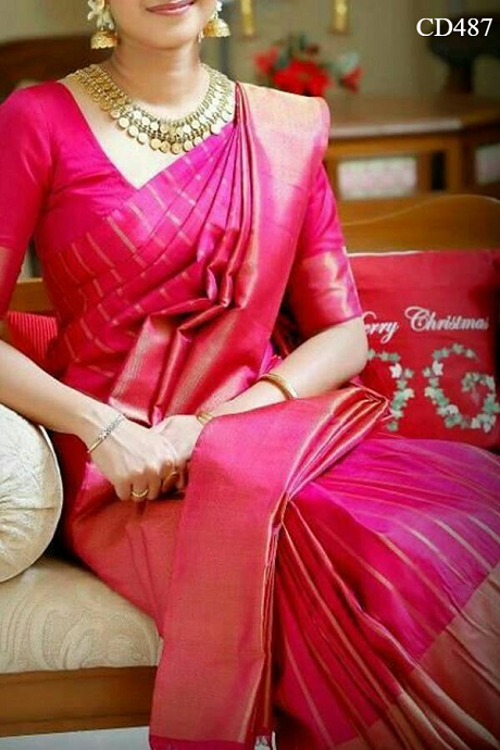 Pink Color Linen Designer Jacquard Saree SY 5114