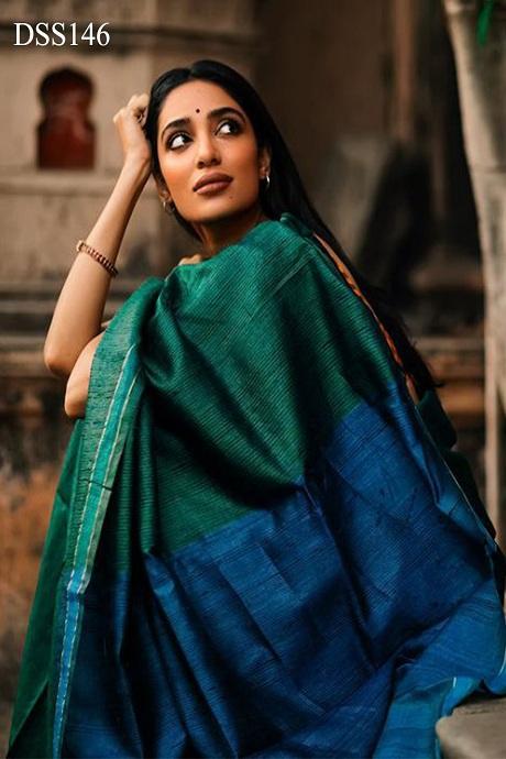 Charismatic Blue Color Plain zarna digital printed saree