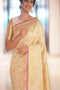 Contemporary Cream Color Linenpure  Digital Silk Print Saree for woven