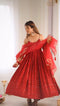 Appealing Red Color Heavy Embroidery Work Kurti N Plazo