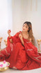 Appealing Red Color Heavy Embroidery Work Kurti N Plazo