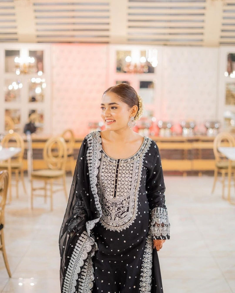Admirable Black Color Designer Salwar Sarara Designs